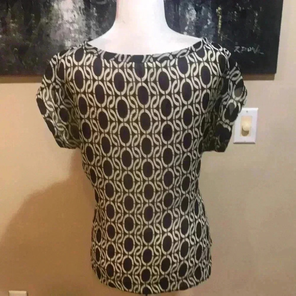 BANANA REPUBLIC Sheer Circle Geo Print Sleeveless Top Size L - Picture 2 of 10